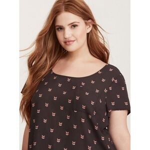 Torrid Abbey Georgette Button Back Short Sleeve Blouse 2X‎